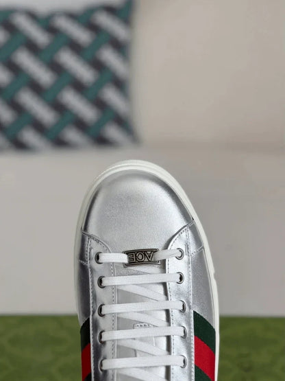 Gucci Ace Sneaker - Metallic Silver Leather - photo 6