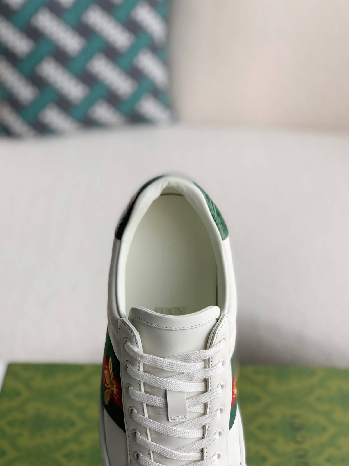 Gucci Ace Sneaker White Leather with Web Stripe and Bee Embroidery - image 8