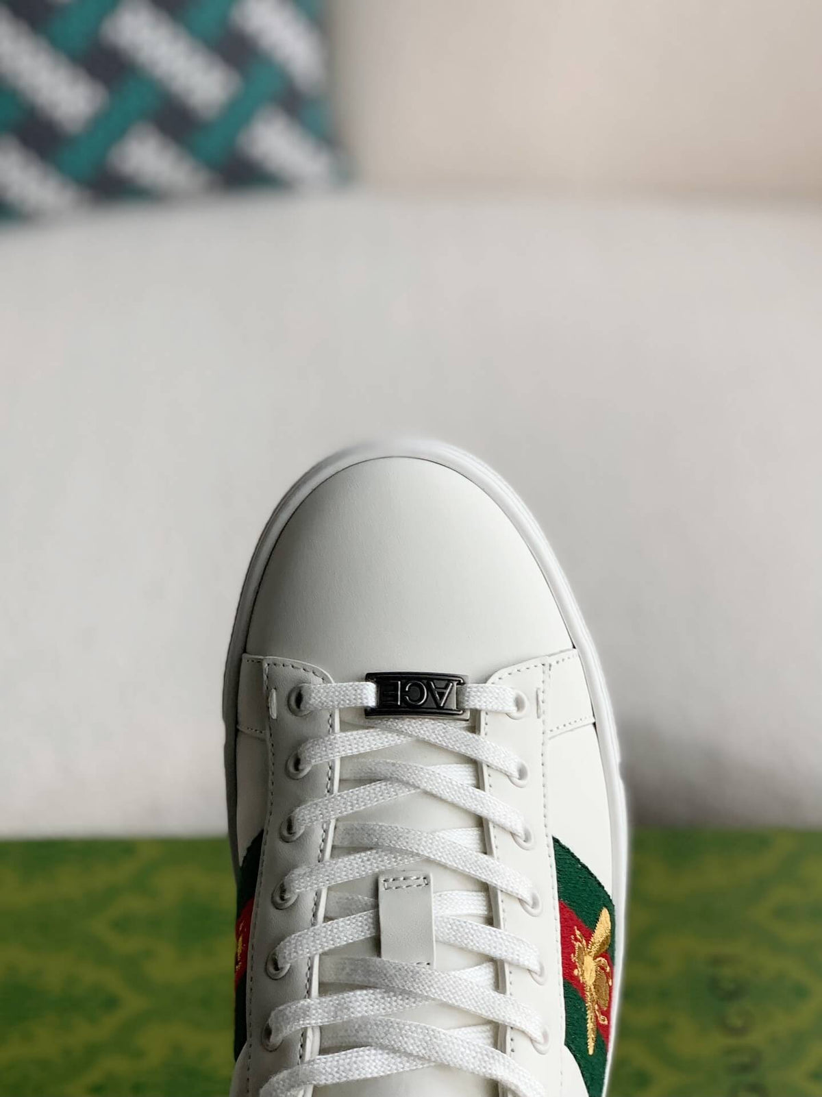 Gucci Ace Sneaker White Leather with Web Stripe and Bee Embroidery - image 6