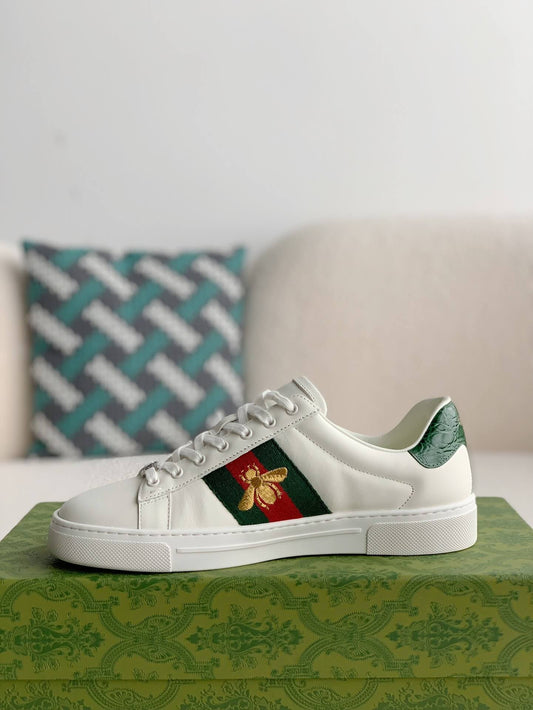Gucci Ace Sneaker White Leather with Web Stripe and Bee Embroidery - image 1