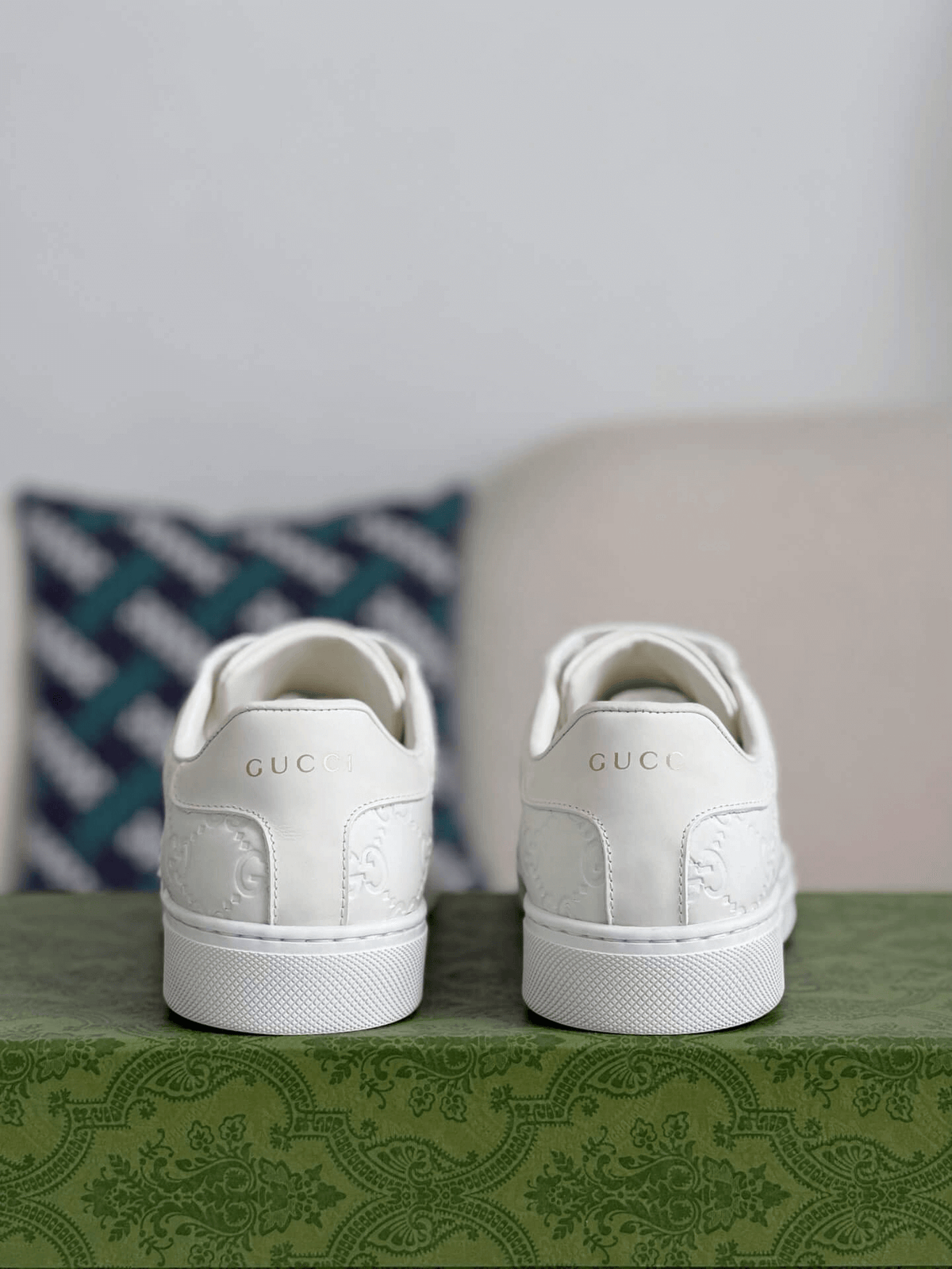 Gucci Ace Sneaker GG Embossed Leather with Web Stripe - image 2