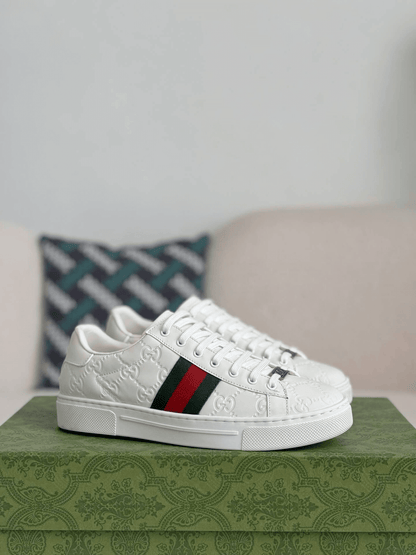 Gucci Ace Sneaker GG Embossed Leather with Web Stripe - image 4