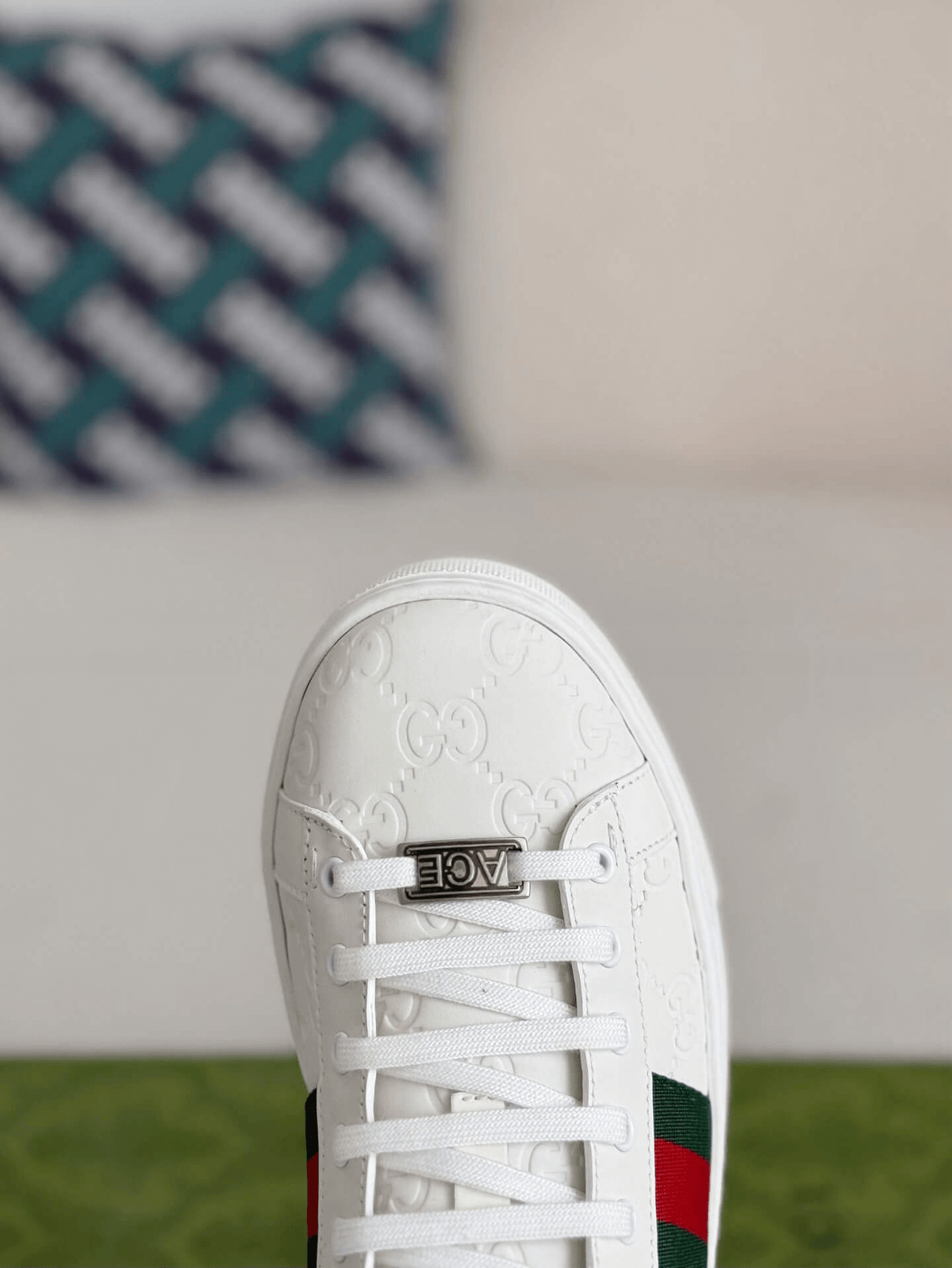 Gucci Ace Sneaker GG Embossed Leather with Web Stripe - image 6