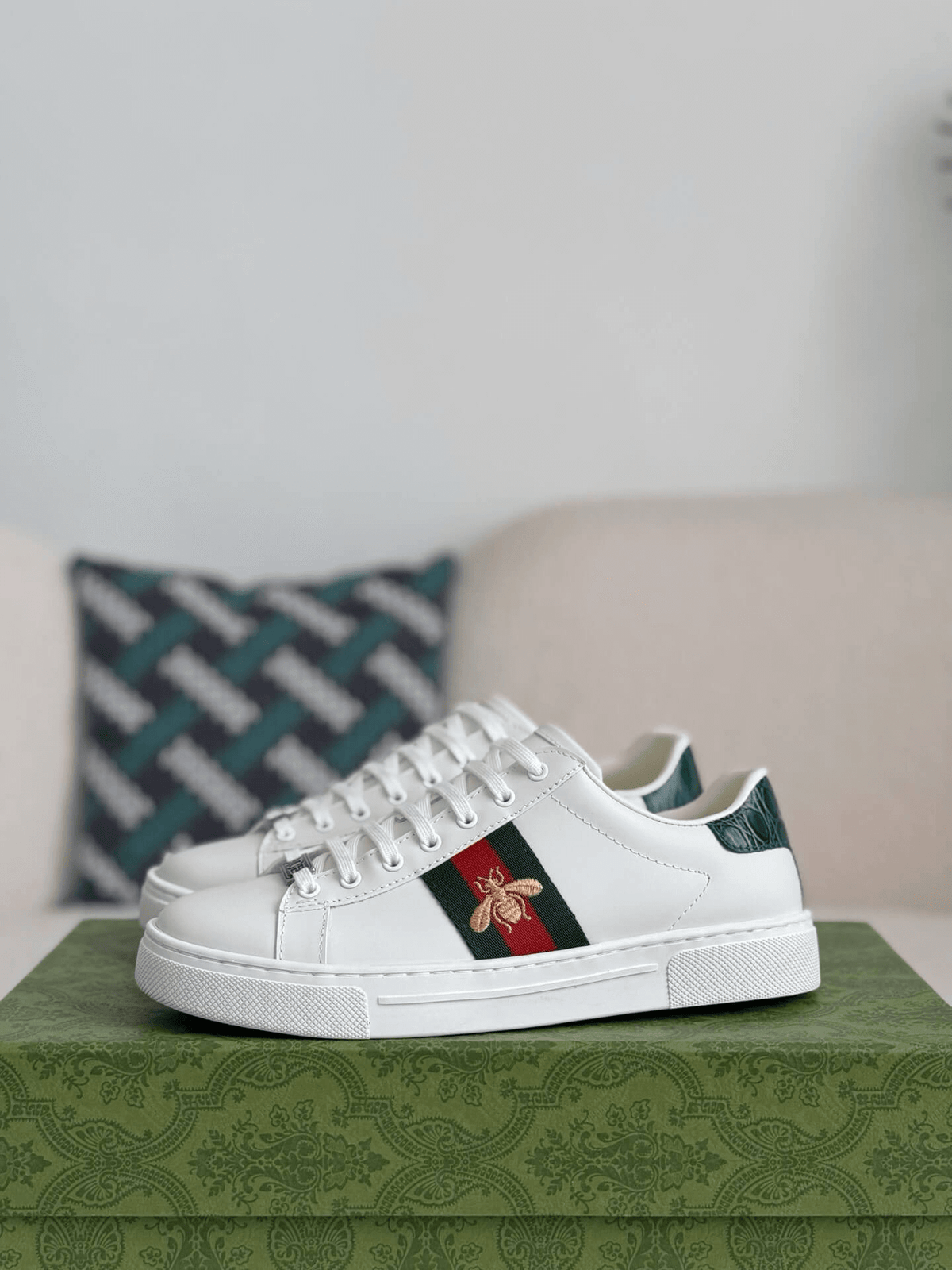 Gucci Ace Sneaker Leather with Web Stripe and Bee Embroidery - image 1