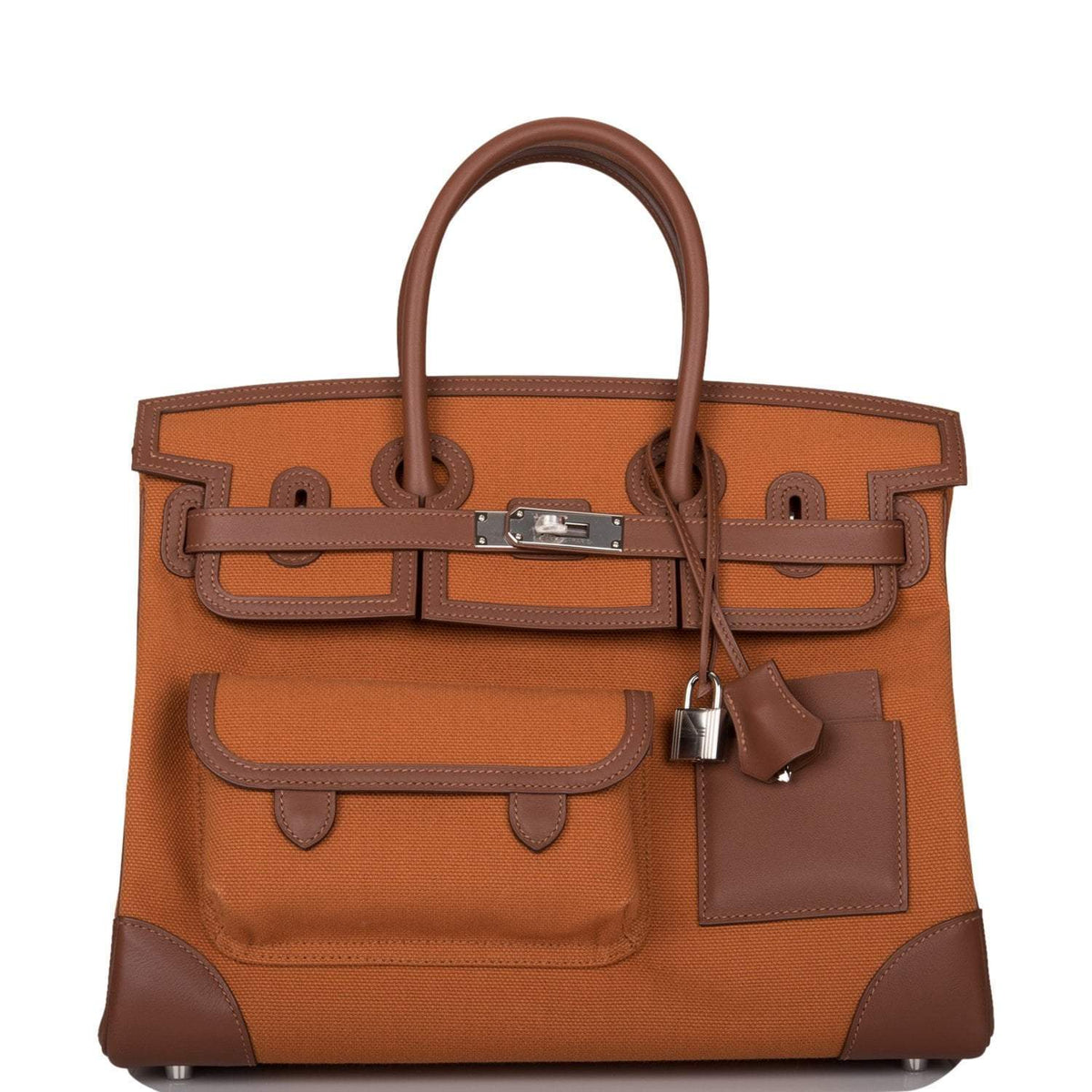 Hermes Marron Inde Swift and Gold Toile Canvas "Cargo" Birkin 35cm Palladium Hardware - image 1