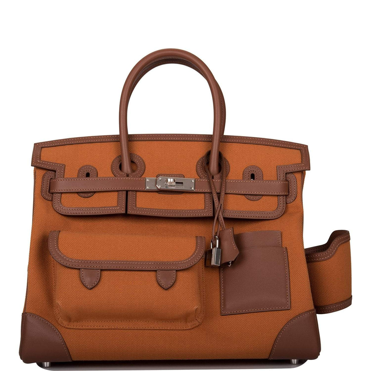 Hermes Marron Inde Swift and Gold Toile Canvas "Cargo" Birkin 35cm Palladium Hardware - image 2