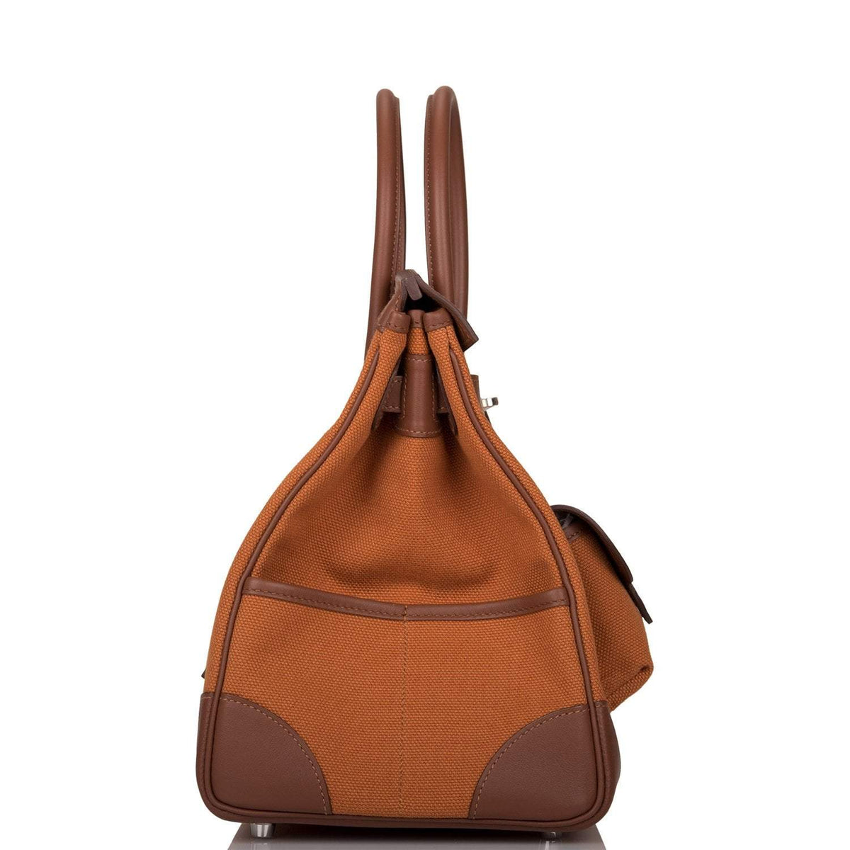 Hermes Marron Inde Swift and Gold Toile Canvas "Cargo" Birkin 35cm Palladium Hardware - image 4
