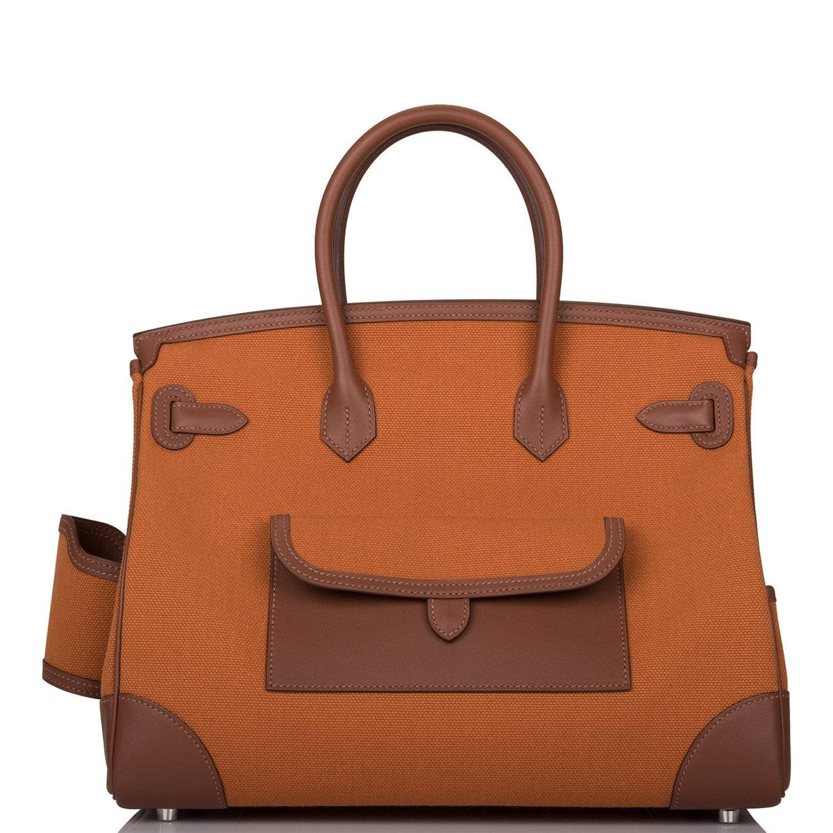 Hermes Marron Inde Swift and Gold Toile Canvas "Cargo" Birkin 35cm Palladium Hardware - image 5
