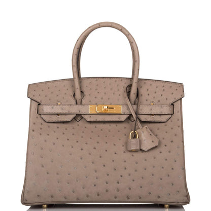 Hermès Gris Asphalte Ostrich Birkin 30cm Gold Hardware - photo 1