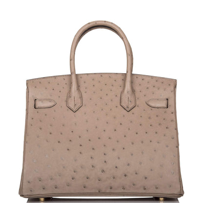 Hermès Gris Asphalte Ostrich Birkin 30cm Gold Hardware - photo 4