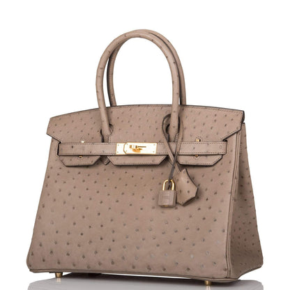 Hermès Gris Asphalte Ostrich Birkin 30cm Gold Hardware - photo 5