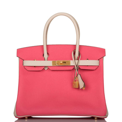 Hermes Birkin 30cm Bi-Color Craie and Rose Azalee Epsom Brushed Gold Hardware - image 1