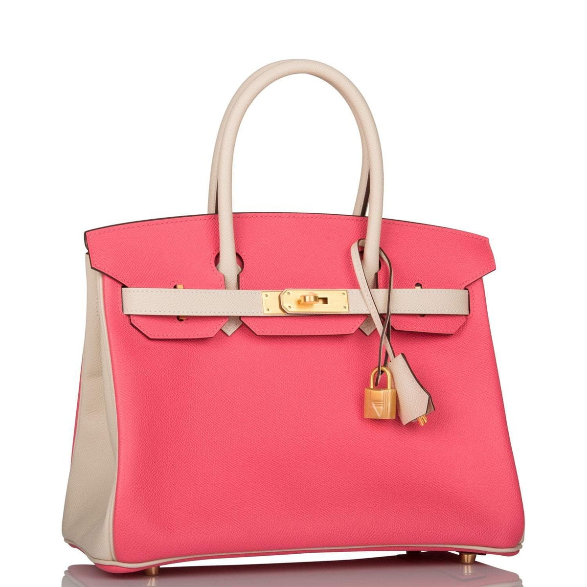 Hermes Birkin 30cm Bi-Color Craie and Rose Azalee Epsom Brushed Gold Hardware - image 2