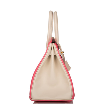 Hermes Birkin 30cm Bi-Color Craie and Rose Azalee Epsom Brushed Gold Hardware - image 3