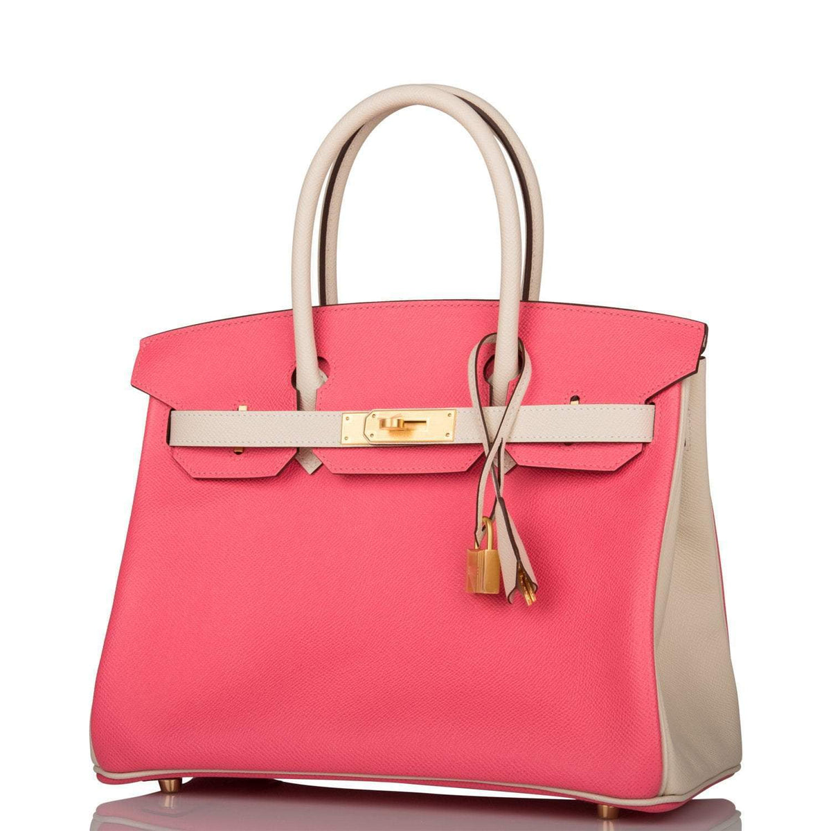 Hermes Birkin 30cm Bi-Color Craie and Rose Azalee Epsom Brushed Gold Hardware - image 5