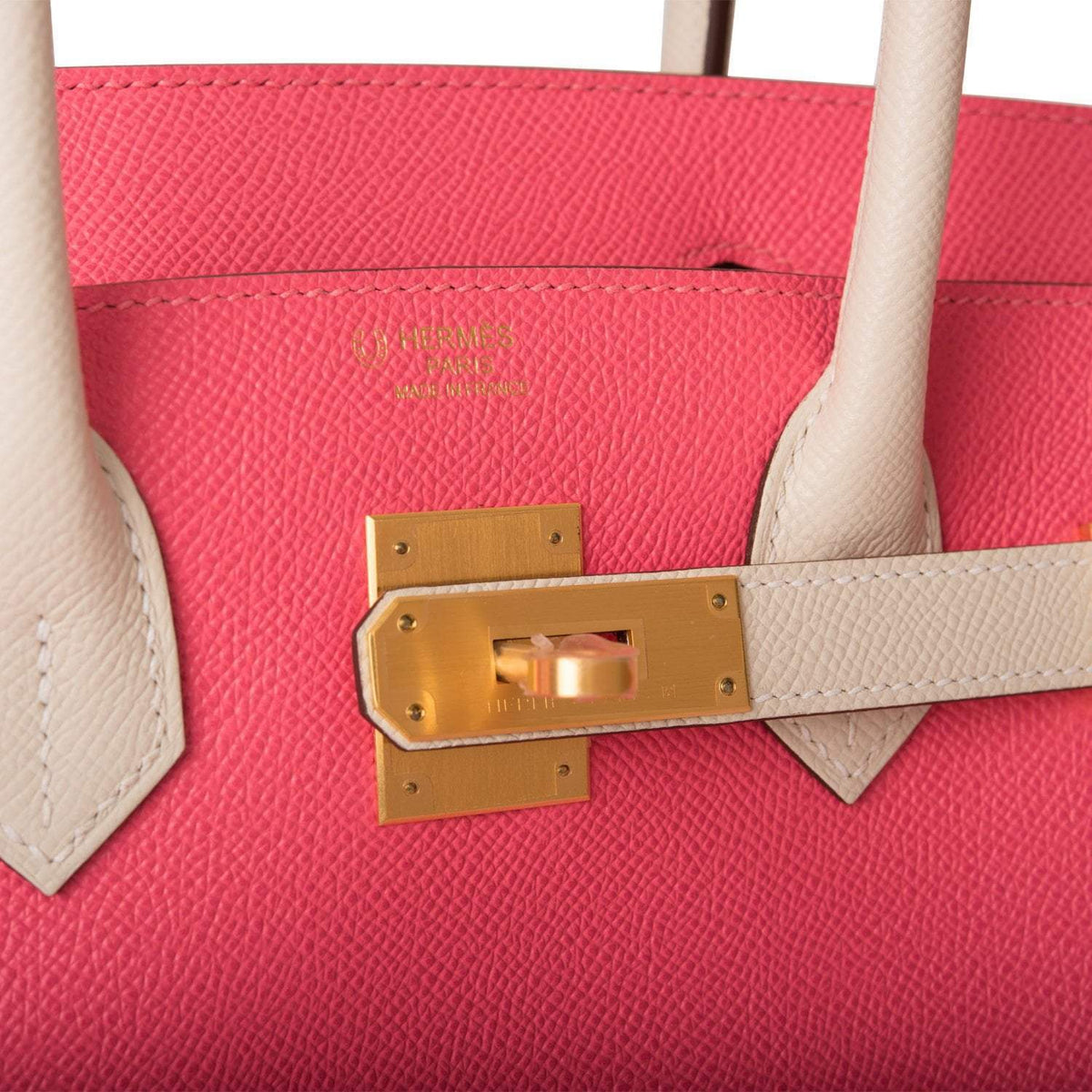 Hermes Birkin 30cm Bi-Color Craie and Rose Azalee Epsom Brushed Gold Hardware - image 7