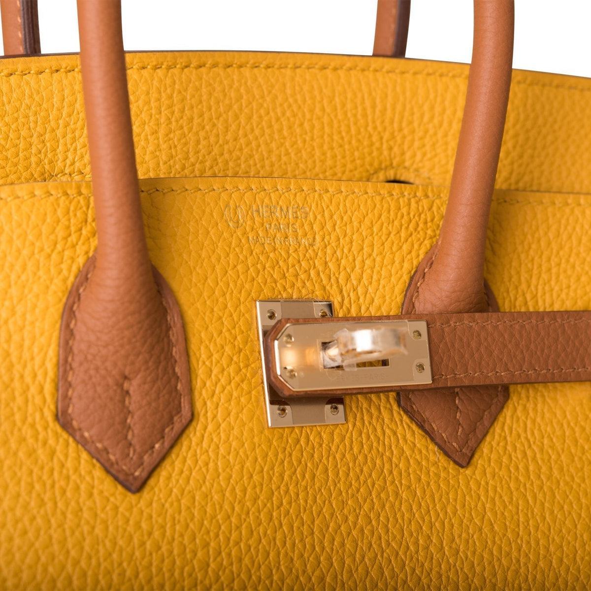 Hermes Birkin 25 Jaune Ambre and Gold Togo Permabrass Hardware - image 7