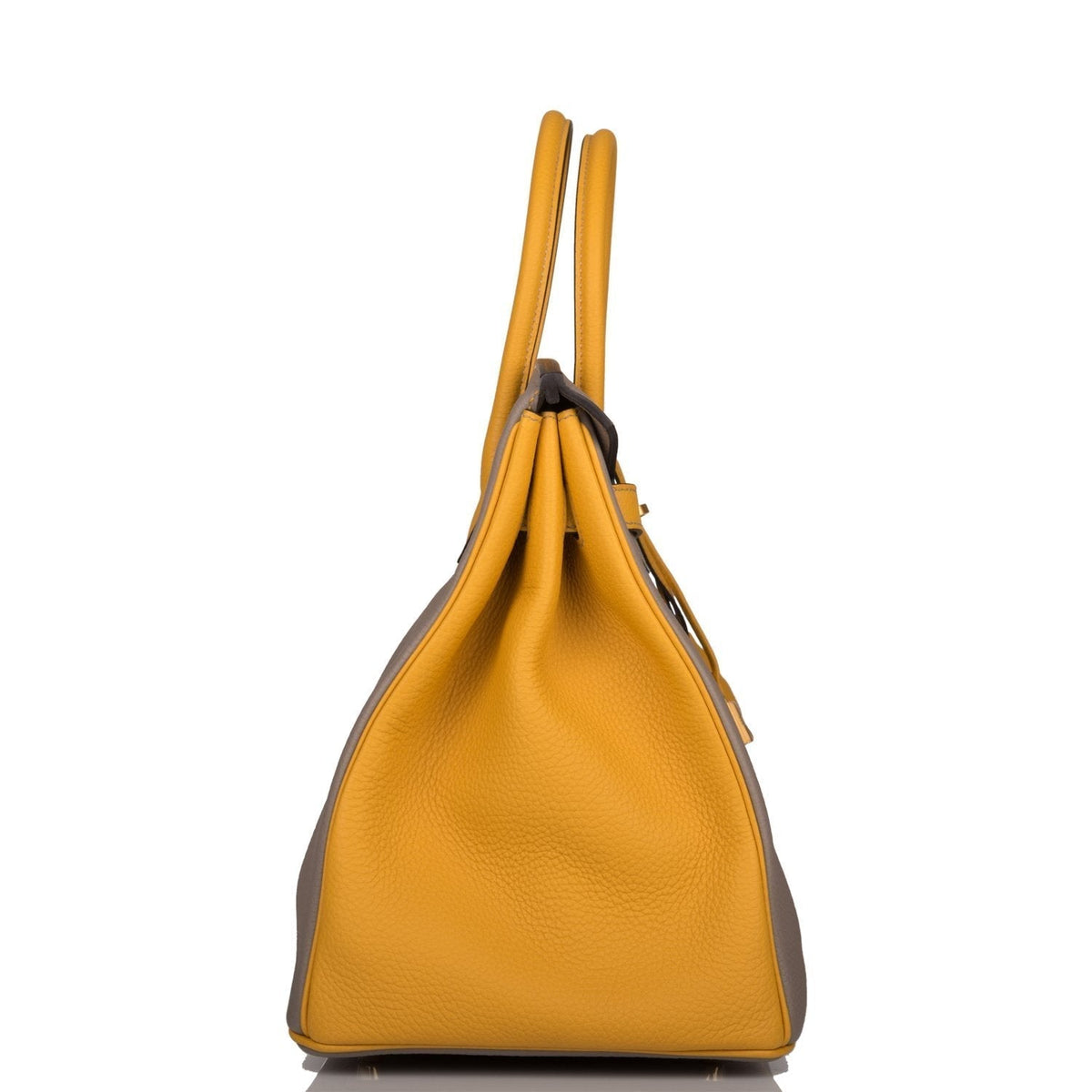 Hermes Birkin 35 Etoupe and Jaune Ambre Togo Brushed Gold Hardware - image 3