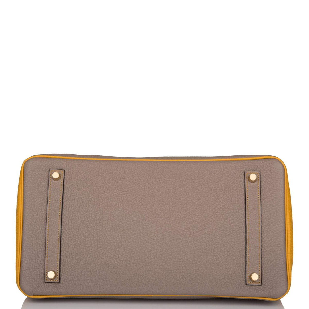 Hermes Birkin 35 Etoupe and Jaune Ambre Togo Brushed Gold Hardware - image 6