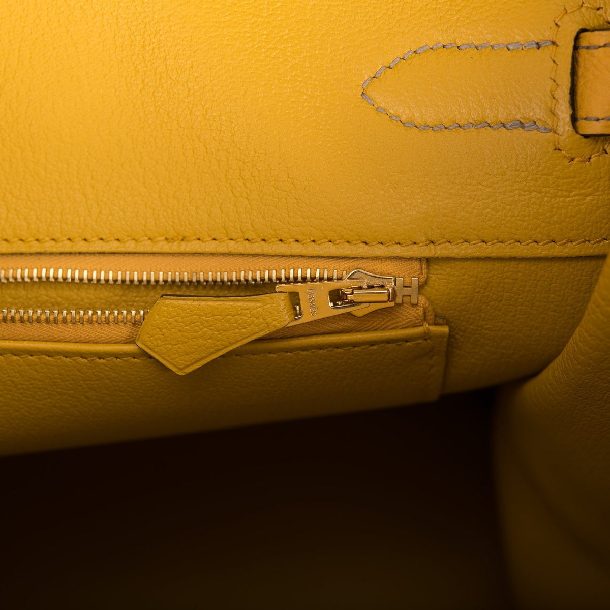Hermes Birkin 35 Etoupe and Jaune Ambre Togo Brushed Gold Hardware - image 9
