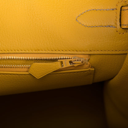 Hermes Birkin 35 Etoupe and Jaune Ambre Togo Brushed Gold Hardware - image 9