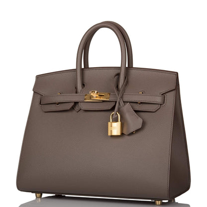 Hermès Birkin Sellier 25 Etain Epsom Gold Hardware - photo 5
