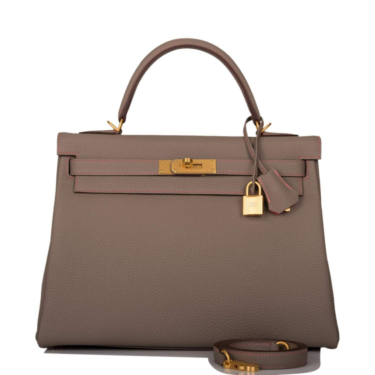 Hermes Horseshoe Stamp (HSS) Gris Asphalte Verso Togo Retourne Kelly 32cm Brushed Gold Hardware - image 1