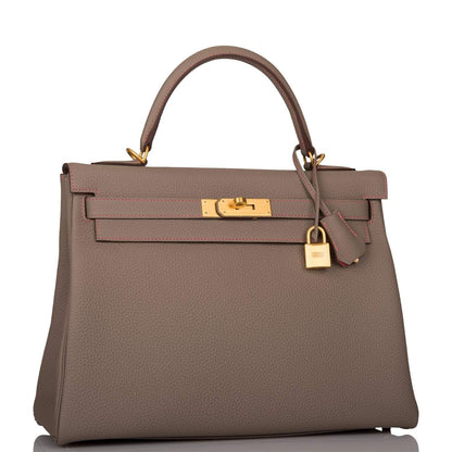 Hermes Horseshoe Stamp (HSS) Gris Asphalte Verso Togo Retourne Kelly 32cm Brushed Gold Hardware - image 2