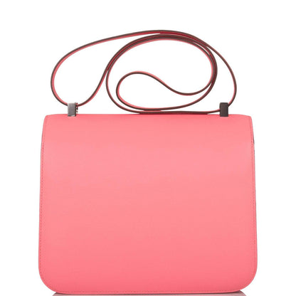 Hermes Rose D'Ete Verso Evercolor Constance 24cm Palladium Hardware - image 4