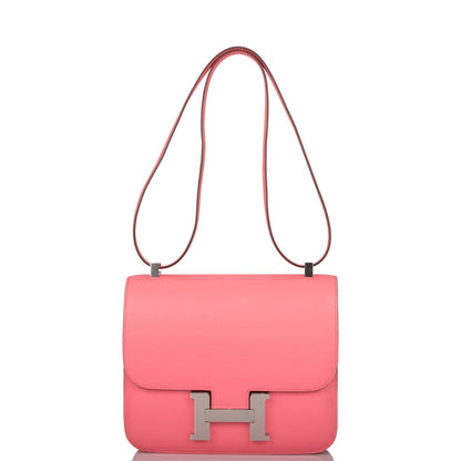Hermes Rose D'Ete Verso Evercolor Constance 24cm Palladium Hardware - image 7