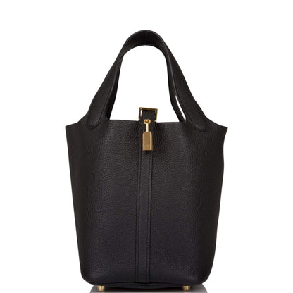 Hermes Black Clemence Picotin Lock 18cm Gold Hardware - image 1