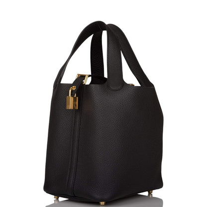 Hermes Black Clemence Picotin Lock 18cm Gold Hardware - image 5