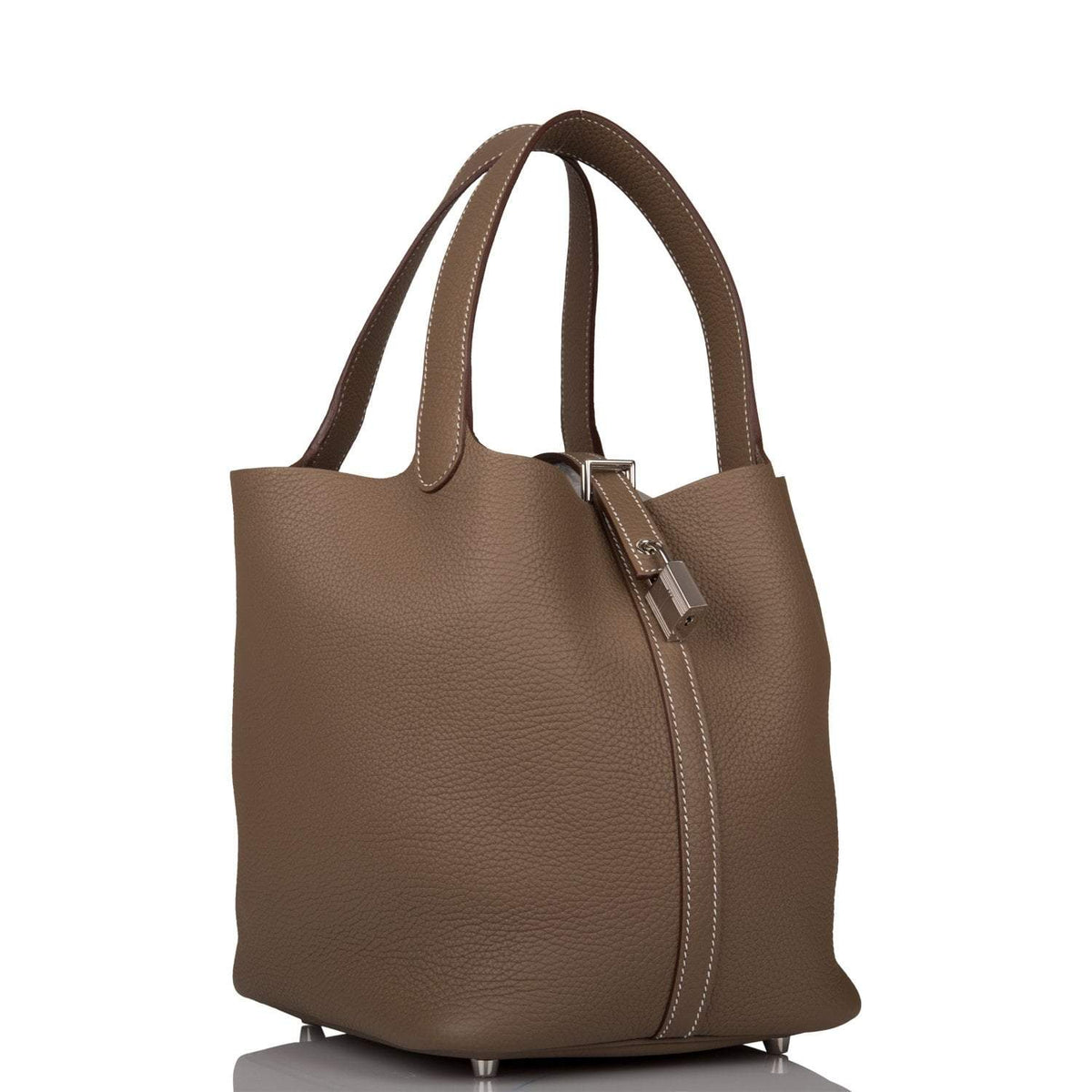Hermès Etoupe Clemence Picotin Lock 22cm Palladium Hardware - photo 3