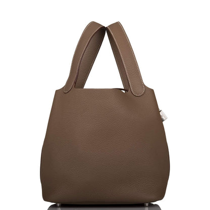 Hermès Etoupe Clemence Picotin Lock 22cm Palladium Hardware - photo 4