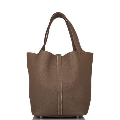 Hermès Etoupe Clemence Picotin Lock 22cm Palladium Hardware - photo 1
