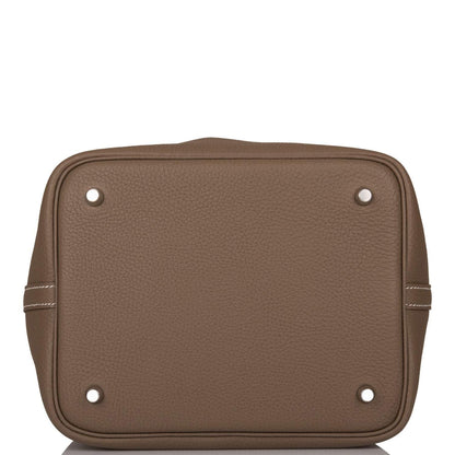 Hermès Etoupe Clemence Picotin Lock 22cm Palladium Hardware - photo 6