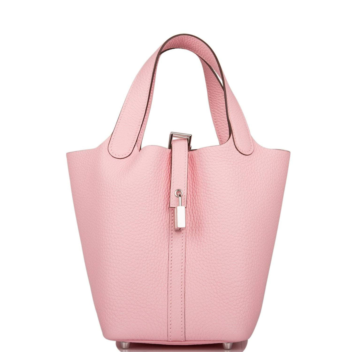 Hermes Rose Sakura Clemence Picotin Lock 18cm Palladium Hardware - image 1
