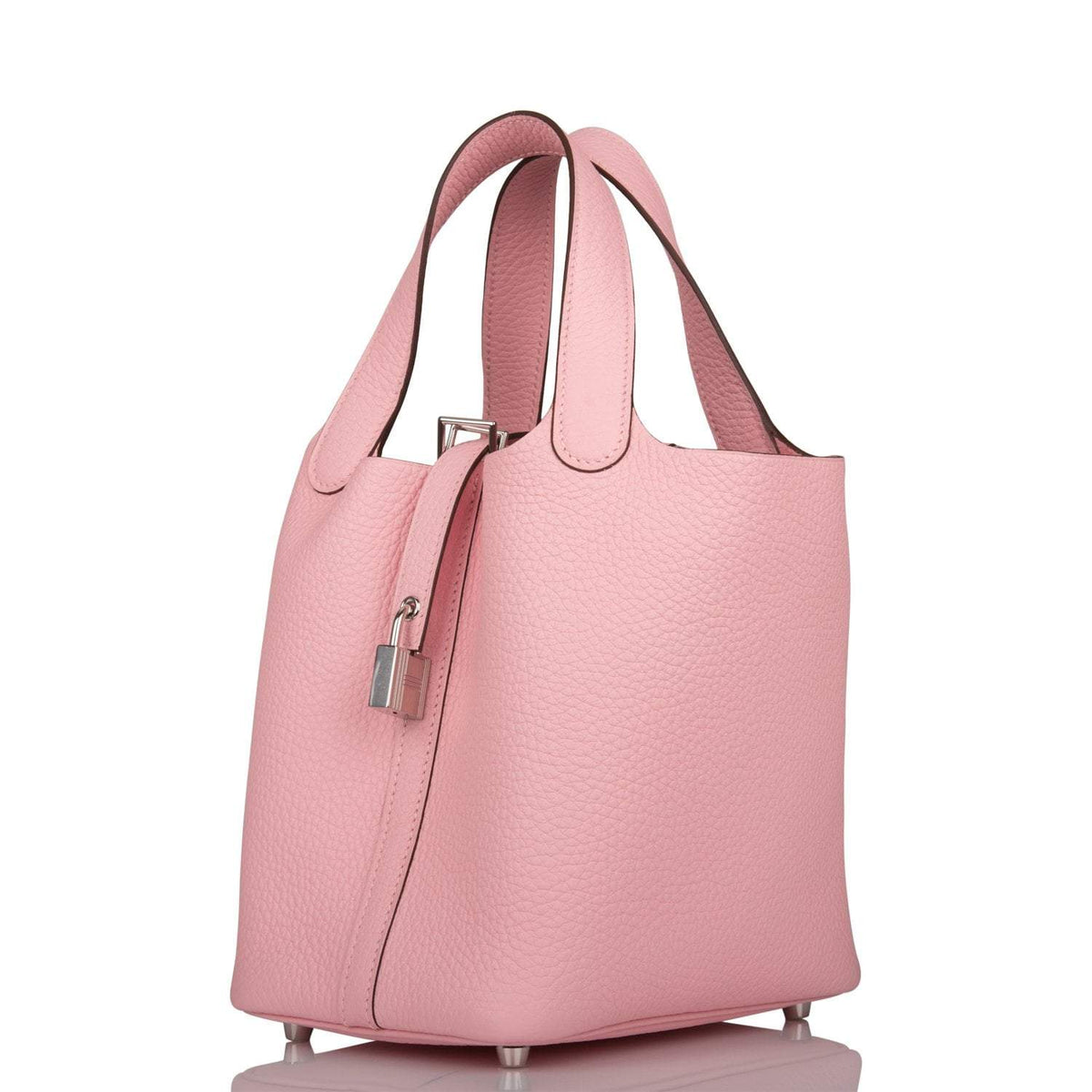Hermes Rose Sakura Clemence Picotin Lock 18cm Palladium Hardware - image 5