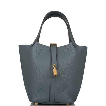 Hermès Bleu Orage Clemence Picotin Lock 18cm Gold Hardware - photo 1