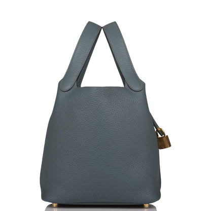 Hermès Bleu Orage Clemence Picotin Lock 18cm Gold Hardware - photo 3