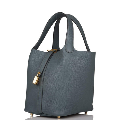 Hermès Bleu Orage Clemence Picotin Lock 18cm Gold Hardware - photo 5