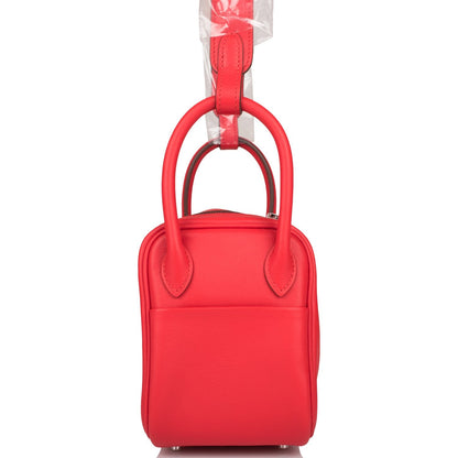 Hermès Rouge de Coeur Swift Mini Lindy Palladium Hardware - photo 2
