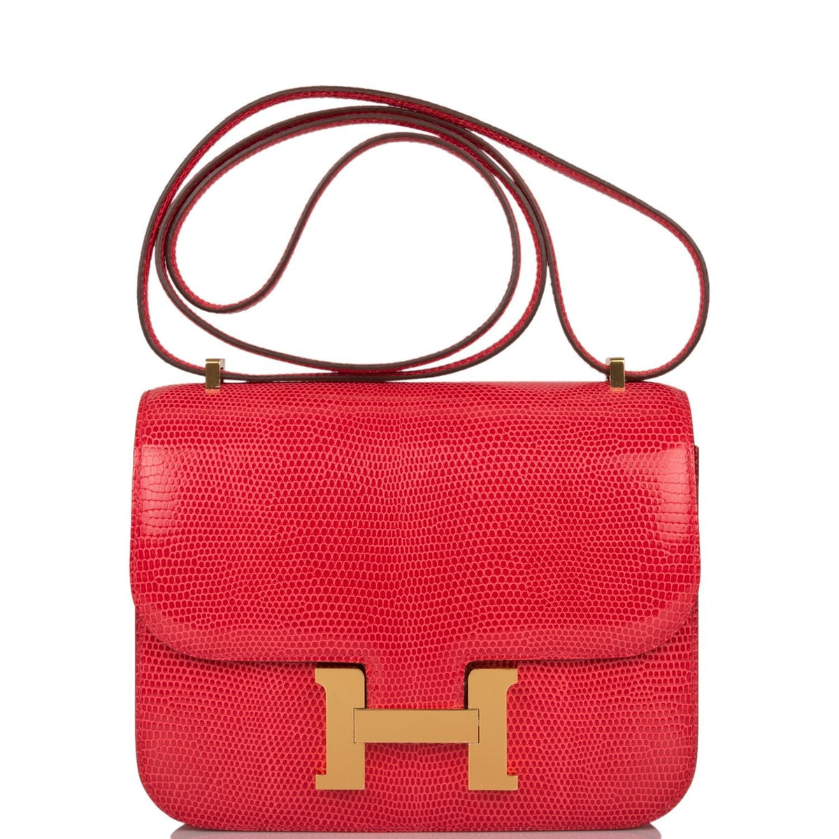 Hermès Mini Constance 18 Rouge Exotique Lizard Niloticus Gold Hardware - photo 1