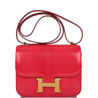 Hermès Mini Constance 18 Rouge Exotique Lizard Niloticus Gold Hardware - photo 1