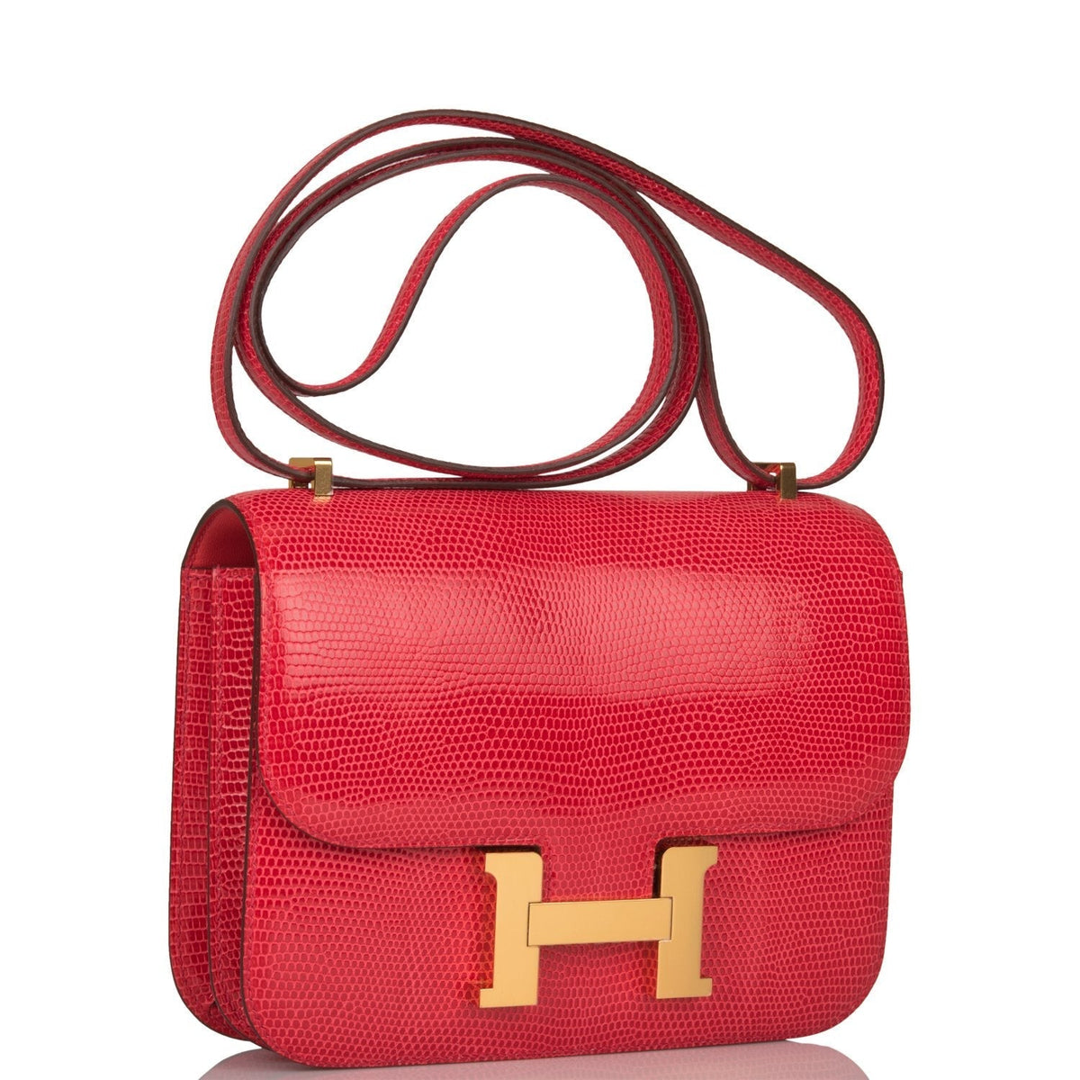 Hermès Mini Constance 18 Rouge Exotique Lizard Niloticus Gold Hardware - photo 2