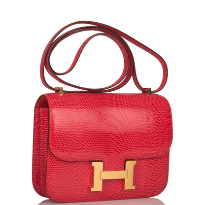 Hermès Mini Constance 18 Rouge Exotique Lizard Niloticus Gold Hardware - photo 2