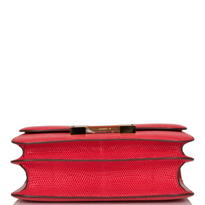 Hermès Mini Constance 18 Rouge Exotique Lizard Niloticus Gold Hardware - photo 6