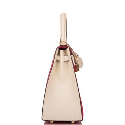 Hermes Kelly 25cm Bi-Color Rose Extreme and Craie Epsom Sellier Permabrass Hardware - image 3