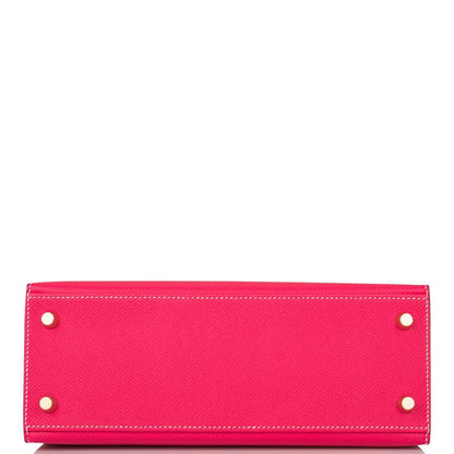 Hermes Kelly 25cm Bi-Color Rose Extreme and Craie Epsom Sellier Permabrass Hardware - image 6