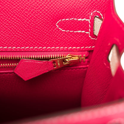 Hermes Kelly 25cm Bi-Color Rose Extreme and Craie Epsom Sellier Permabrass Hardware - image 9